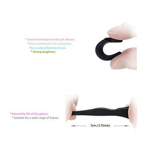 SMARTTOP Silicone Anti-slip Holder, Ear Hook, Eyeglass Temple Tips Sleeve Retainer for Glasses, Sunglasses, 12 pairs (Black+White+Brown)