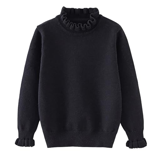 Ruffle High Neck Sweater for Kids Childs Long Sleeve Plain Color Knitwear Fall Winter Unisex Knit Pullover