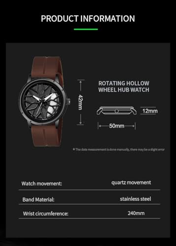 Image of Shocknshop RevolveX Rotating Hollow Wheel Hub Creative Fashion Analog Silicone Magnetic Strap Wrist Watch for Men Boys -WCH368