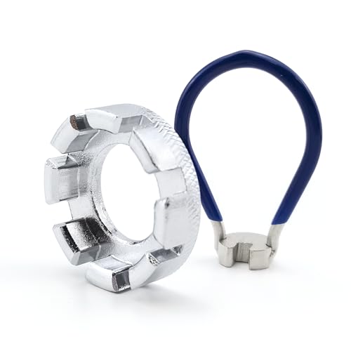 Desenda 2 PCS Bicycle Spoke Wrench Tool, Bike Spoke Adjustment Wrench 6 in 1 Bike Wheel Spanner Tool 10-15 Gauge for Bicycle, Electric Vehicle (Silver+Blue) - Image 2