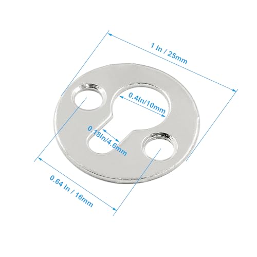 Image of 25 mm / 1 Inch Metal Keyhole Hangers, 30 Pcs Round Type Shelf Brackets, Silver Keyhole Mounting Plate with Screws for Picture Frame, Wall