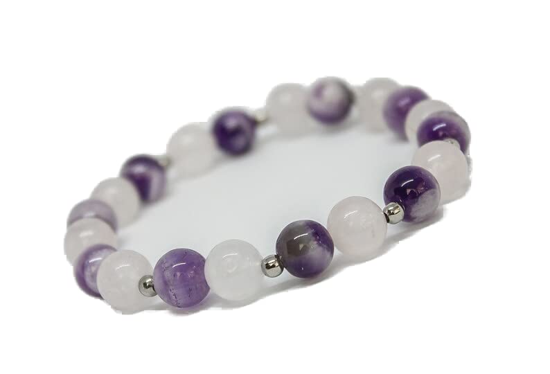Bracelet améthyste quartz anti-stress perles 8mm pour retrouver le calme