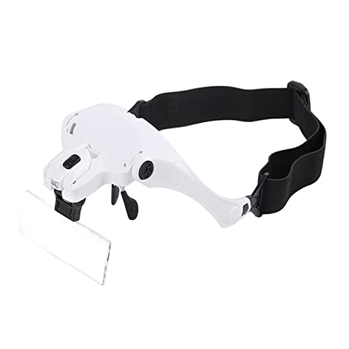 CHENZILIN Head Mounted Magnifier Headband Illumination Loupe 1X 1.5X 2X 2.5X 3.5X for Jewelry Watch Repair with 5 Lens