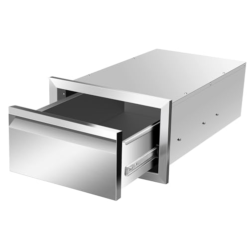 Image of Outdoor Kitchen Drawers 14 inch W x 8.5 inch H x 23 inch D Inch Stainless Steel Flush Mount BBQ Single Drawers for Outdoor Kitchen Island, or Patio Grill Station