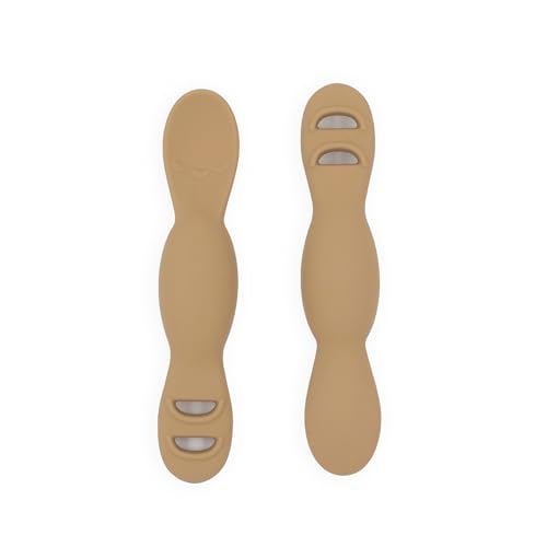 Yeah Baby Goods All You-Tensil, 2 Pack – Silicone Baby Led Weaning Spoon & Dipper - Self-Feeding Spoon Designed by Feeding Specialist to Support Development, 4+ Months Baby Utensils, (Golden Doe)