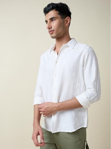 Image of Thomas Scott Mens Regular Fit Embroidered Full Sleeves Casual Shirt