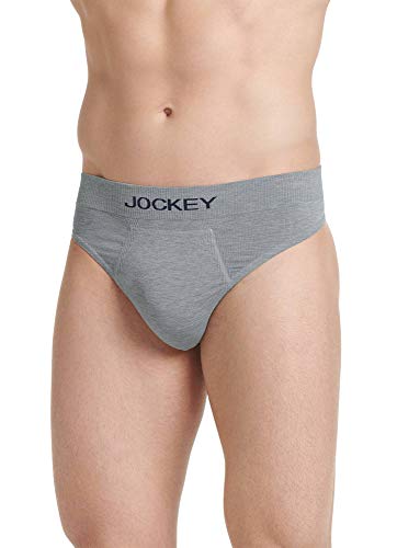 Jockey Men's Underwear FormFit Lightweight Seamfree Thong, Heather Grey, M