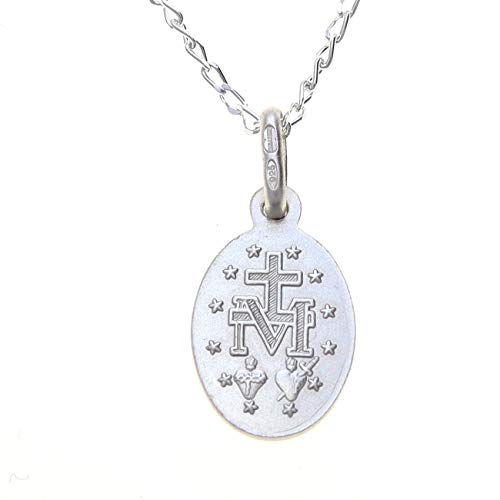 Alexander Castle Small 925 Sterling Silver Miraculous Medal Catholic Necklace - 12mm x 9mm Miraculous Medal with 16" Silver Chain & Jewelry Gift Box3