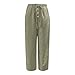 Women's Summer High Waisted Cotton Linen Palazzo Wide Leg Casual Flowy Pantswith Pockets (Green, L)