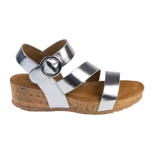 Sandale compensée argent femme Chattawak Lilou taille 38 confortable