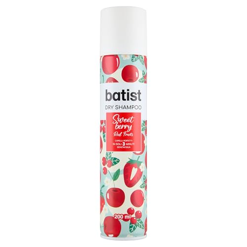 Batist Trockenshampoo Sweet Berry, Trockenshampoo mit Kirsch- und roten Früchten, duftendes Trockenshampoo für Frisuren und Styling, für all Hair type, 200 ml, Made in Italy