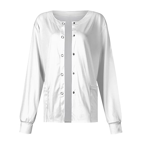 Printed Scrub Jackets for Woman Print Long Sleeve Plus Size Womens Scrubs for Women Nursing Jacket with Pockets