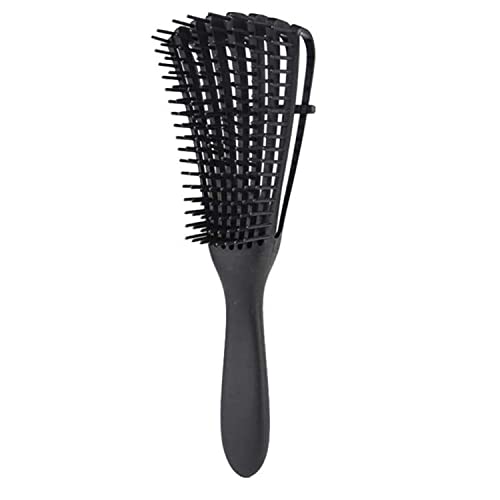 EZ Detangler Brush for Curly Hair Afro 3a-4c - Wet/Dry/Oil/Thick/Long Hair (Black)