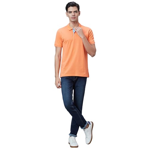 Image of Park Avenue Slim Fit Pure Cotton Print Pattern Polo Neck Casual T-Shirt