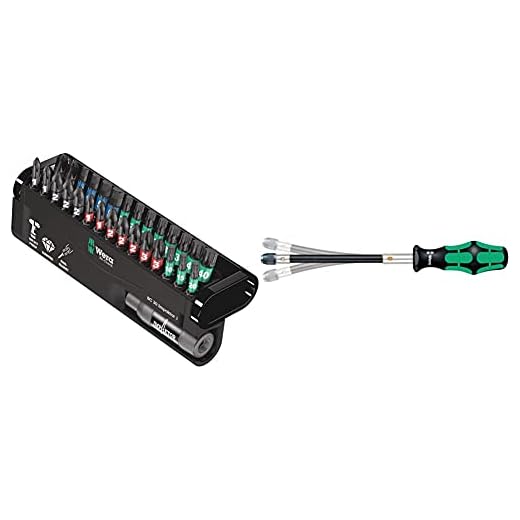 Wera Bit-Sortiment, Bit-Check 30 Impaktor 1, 30-teilig, 05057690001 & 05028160001 392 Bit-Handhalter mit flexiblem Schaft, 1/4 Zoll x 177 mm