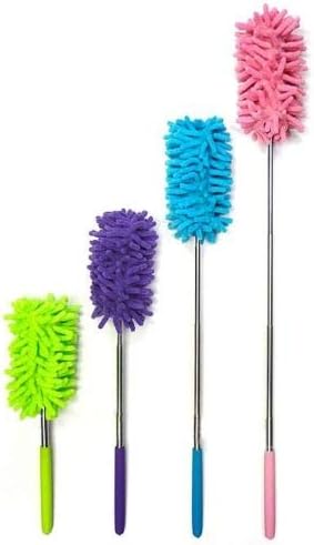 EXTENDABLE Telescopic Microfibre Cleaning Duster Feather Style Extending Brush (Pink)