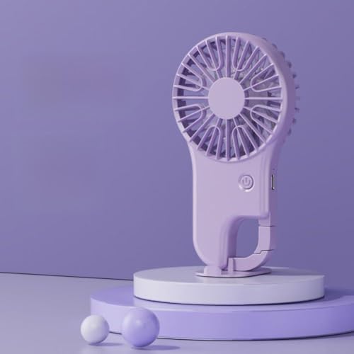 Gdfnmogo Ventilador portátil recargable de mano con múltiples ajustes de velocidad, ventilador de refrigeración turbo compacto para oficina, viajes, uso al aire libre, 17,5 x 8 cm, morado (morado)