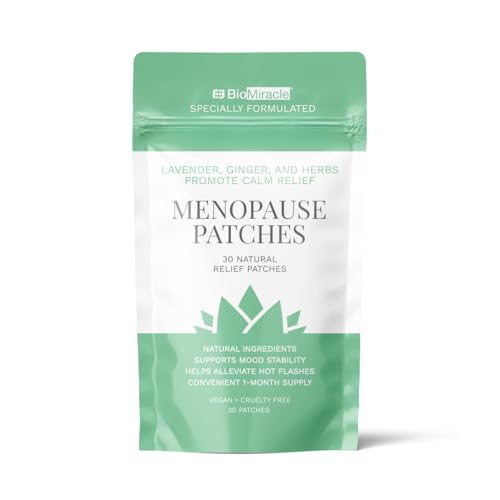 BioMiracle 30 Natural Rellief Menopause Patches Lavender, Ginger, and Herbs Promote Calm Relief, Vegan + Cruelty Free (Single)