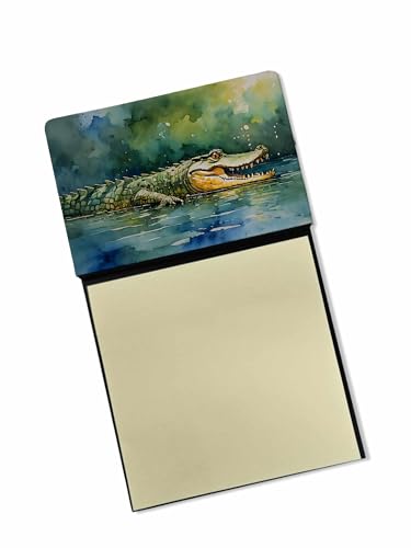 Caroline's Treasures Crocodile Sticky Note Holder Refillable Dispenser Self-Sticky Note Pads, Memo Pads Blank Desk Accessories