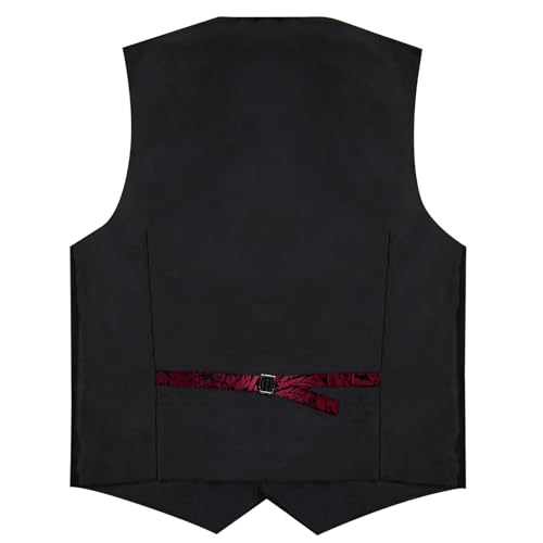 Image of DiBanGu Mens Paisley Suit Vest Silk Jacquard Waistcoat and Necktie Set Formal Shawl Collar Dress Vest 7PCS for Wedding Party
