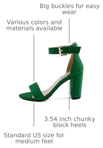 Image of JOY IN LOVE Womens 3.5 inch Chunky Block High Heels Ankle Strap Heeled Sandals