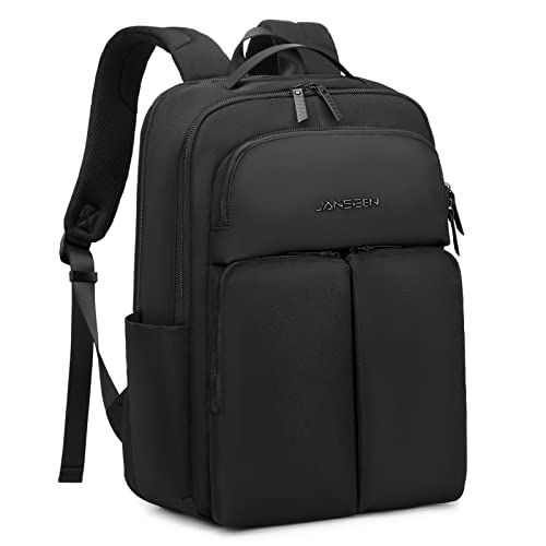 JANSBEN Rucksack Schule Teenager wasserdicht Schulrucksack groß Schulranzen Schwarz mit Laptopfach für Uni schwarz Cover