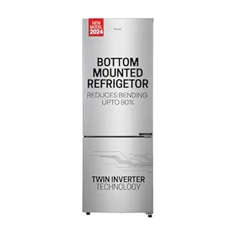 Haier 237 L, 3 Star, 8 In 1 Convertible, Twin Inverter Technology, Bottom Mounted Double Door Refrigerator (HEB-243GS-P, Moon Silver, 2024 Model)
