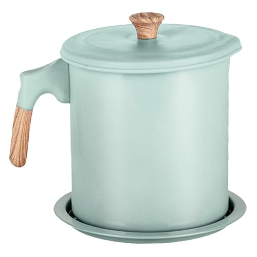ABOOFAN Lata De Filtro De Aceite De Acero Inoxidable 1.4l Color Verde Menta Colador De Malla Fina y Tapa Para Uso Doméstico Cocina