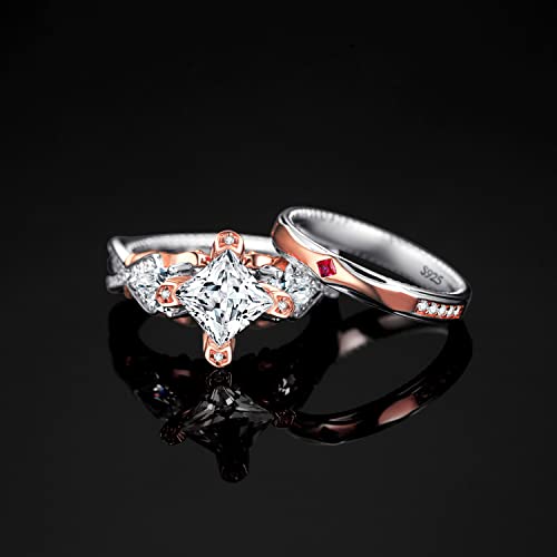 JewelryPalace Infinity Knot 1-3ct Cubic Zirconia Engagement Rings, 925 Sterling Silver 14K Rose Gold Promise Ring Wedding Band Enhancer Bridal Sets3