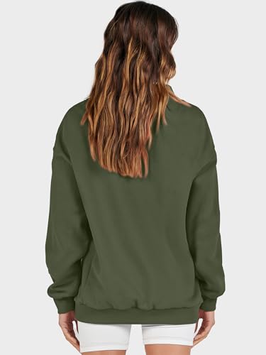 Image of ANRABESS Womens Oversized Sweatshirts Mock Neck Pullover | Cozy Fleece Long Sleeve Tops, Casual Daily Wear, Going Out & Preppy, Loose Fit, 2026 Fall Winter Trendy Outfits