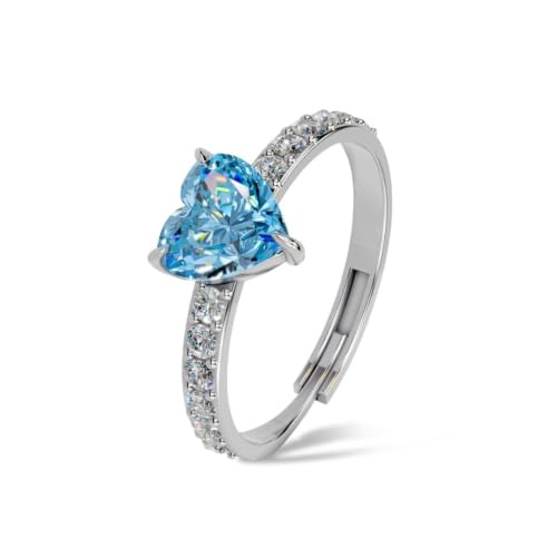Image of Miss Highness 925 Silver Heart Solitaire Adjustable Ring for Women and Girls | Elegant Design | Silver Jewellery With Authenticity Certificate | Gift for Girlfriend Wife | Office Wear Ring