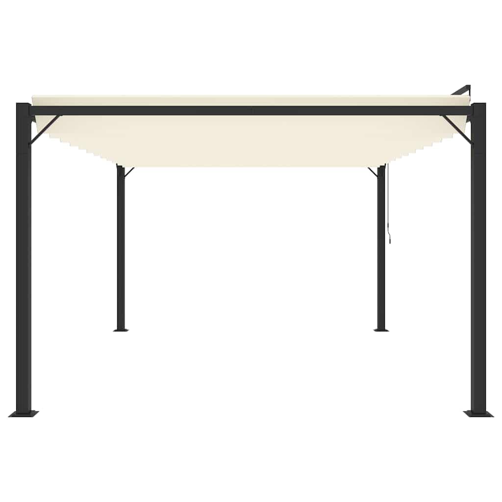 Pergola avec toit à lamelles 3 x 4 m, tissu crème et aluminium