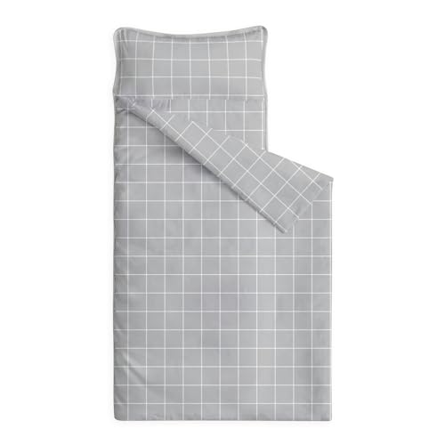 Image of Wake In Cloud - Toddler Nap Mat with Pillow and Blanket, for Kids Boys Girls Ages 3 Plus in Kindergarten Daycare Preschool Pre K, Roll Up Sleeping Bag, Gingham Grid Checkered