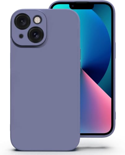 Image of DIZORO Square Microfiber Candy Case Compatible for iPhone 13 / iPhone 14 Shockproof Slim Back Cover Liquid Silicone Case - Lavender Grey