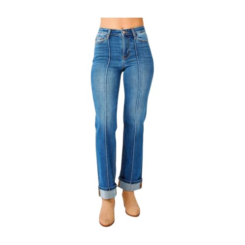 Judy Blue High Rise Front Seam Detail Straight Jeans2