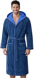 Morgenstern Dressing Gown Men 100% Cotton Hood Luxury Velvet Terry Bathrobe Finn
