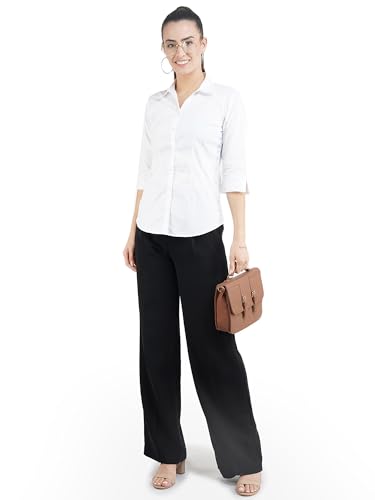 Image of Skyla Women's Cotton Rich Formal Shirt | 3 /4 Sleeve Office Wear | Regular Fit Business Casual Workwear