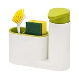 Dosificador Jabon Cocina con Porta Estropajos Fregadero-Dispensador Jabon Cocina Compacto-Guarda Estropajos con Dispensador de Lavavajillas-Organizador Fregadero Cocina Práctico y Funcional