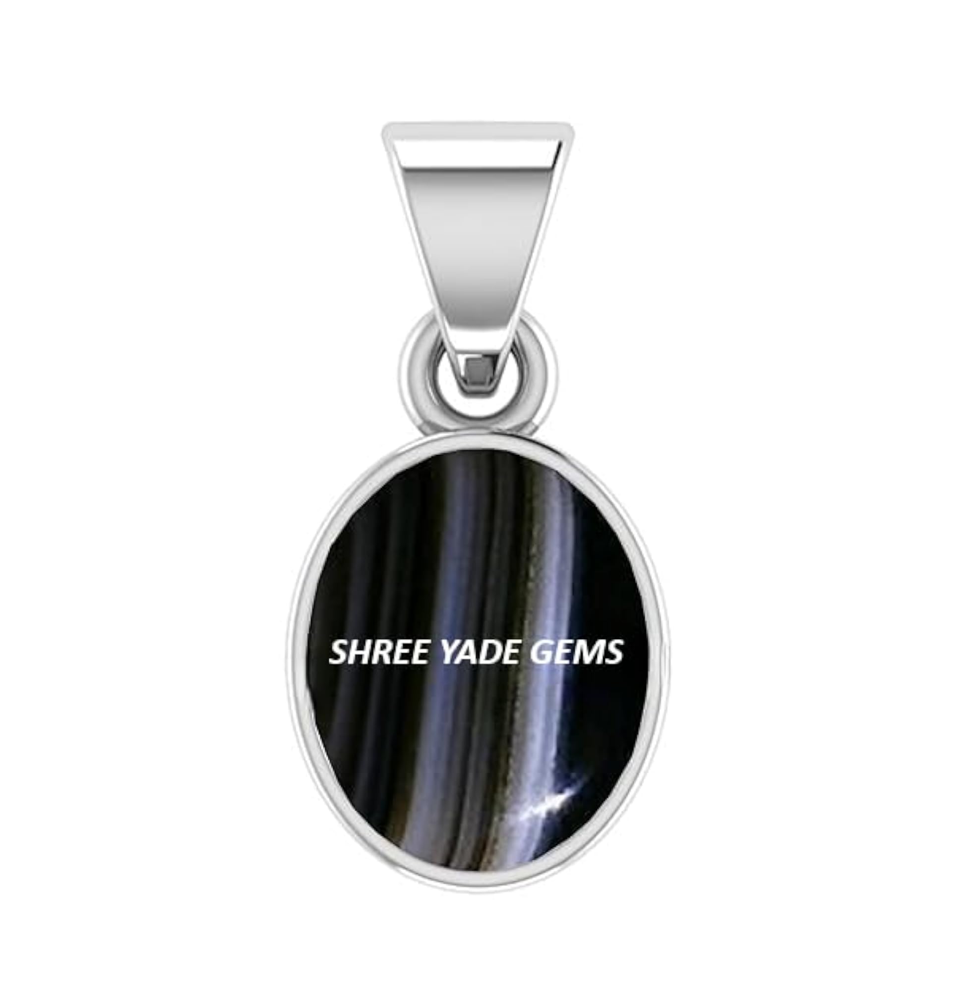 Women's Black Sulemani Hakik Silver Pendant, A+ Quality
