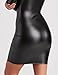 TDNZSEL Women's PU Faux Matte Leather Stretchy Mini Dress for Women Elastic Bodycon Sheath Dress with Long Sleeves Mini Skirt Black