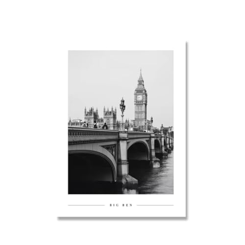 Peinture sur toile murale paysage britannique poster imprimé noir et blanc art mural 50x70cm