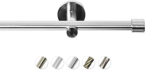 Rollmayer glänzend metall Gardinenstange Ø 16mm Rohr, Edelstahl für Ösenvorhang, Gardinen (Crux 240cm lang, Edelstahl, 1-läufig) modern Vorhangstange Ohne Ringe! Cover