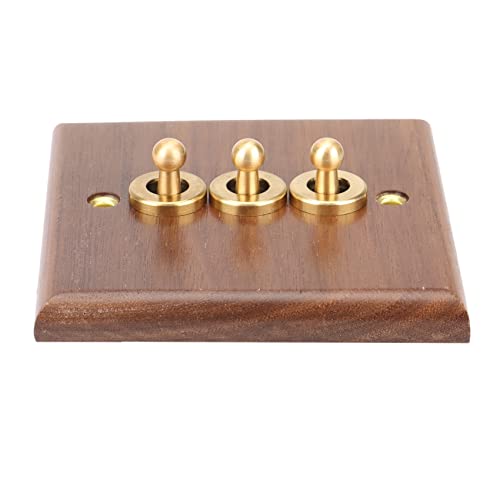 Interruptor de palanca de latón y madera de lujo retro para casas exclusivas 3