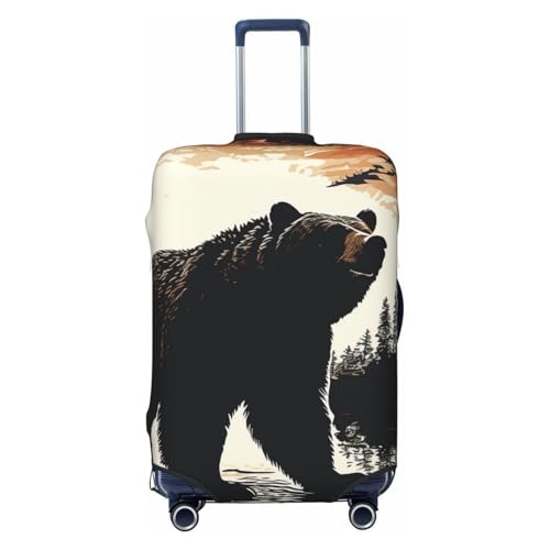Bear silhouette Luggage Cover for Suitcase TSA Approved Elastic Suitcase Cover Anti-Scratch Travel Luggage Protector Cover Washable Trolley Case Cover Fit 18-32 Inch Luggage X-Large