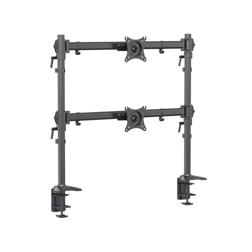 Soporte para monitor dual con altura ajustable y rotaci&oacute;n de 360 grados compatible con VESA 75 100