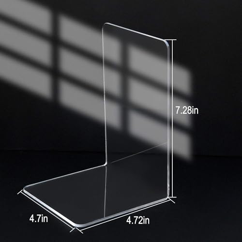 zalati Bookends 2pcs Acrylic Book Ends Anti-slip Book Holders Organizer for Desk Bookshelf Office Home School Supplies - Image 4