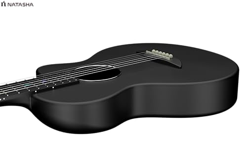 Image of Natasha Carbon Fiber Acoustic Guitar, 38-inch Nylon-string Guitarra,Durable 6-string Ultra-thin Guitar for Beginners (Black)