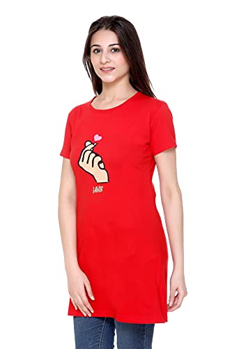 Image of Plush Women's Long Printed Cotton Round Neck Half Sleeve T-Shirt /Tshirts (DPL-PT-001)