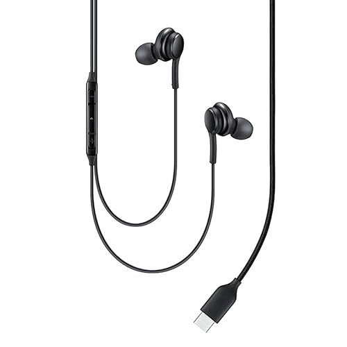 Image of Lynacz Original Earphones Compatible with Samsung, Vivo, Realme, Iqoo, Type C Wired Earphones with Mic, Stable Wire Connection (Black) AKG