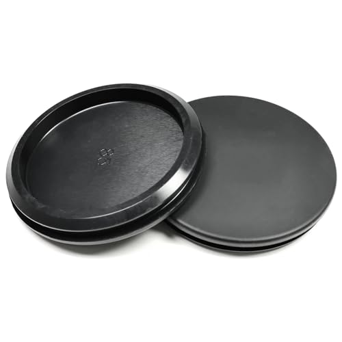 Image of 2 Pcs 85 mm Silicone Rubber Plugs Snap in Locking Hole Plugs for 85 mm (3-3 /8 inch) Round Holes, Flush Type Rubber Stoppers, Flexible Tube Pipe End Caps Covers, Waterproof Sealing Plugs, Black